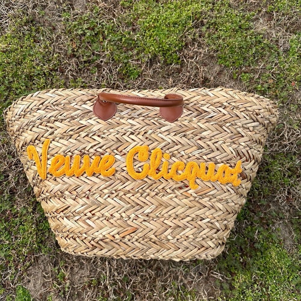 Veuve Clicquot Champagne Seagrass Straw Basket Tote